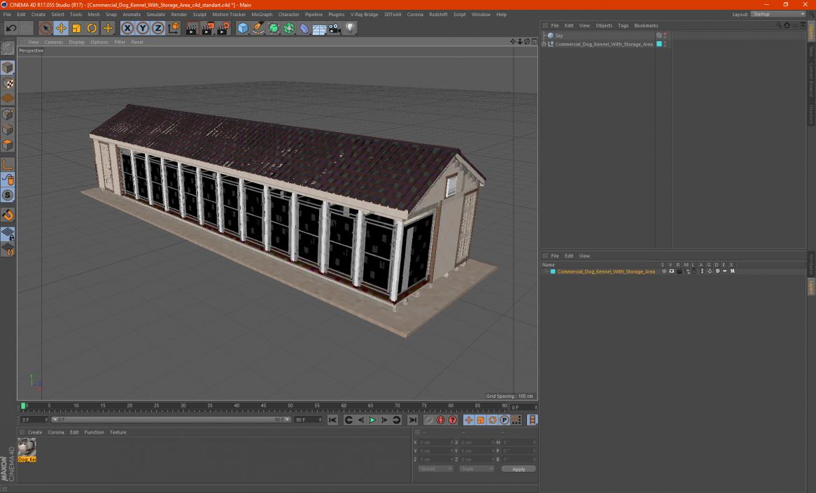 Commercial Dog Kennel With Storage Area 3D model