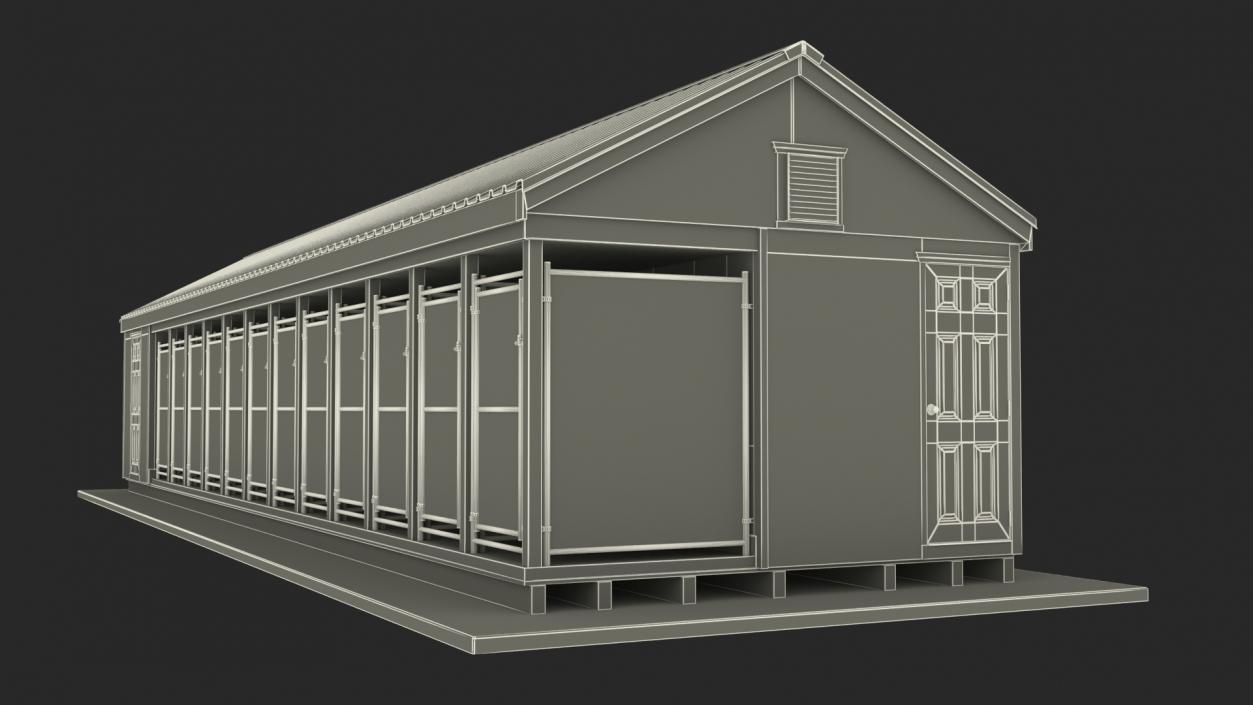 Commercial Dog Kennel With Storage Area 3D model