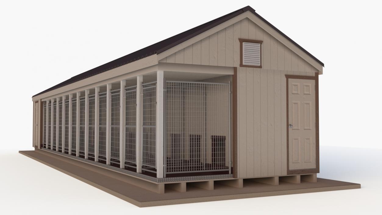 Commercial Dog Kennel With Storage Area 3D model