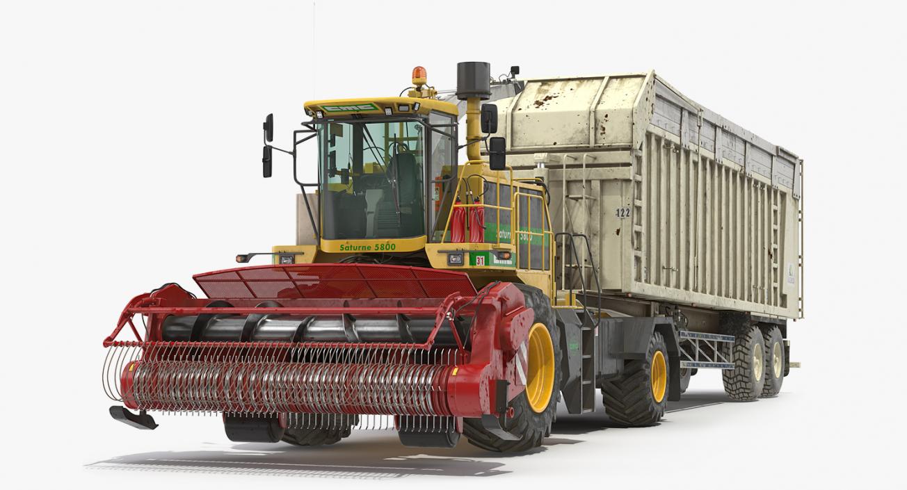 Combine CMC Saturne 5800 with Harvester Trailer 3D