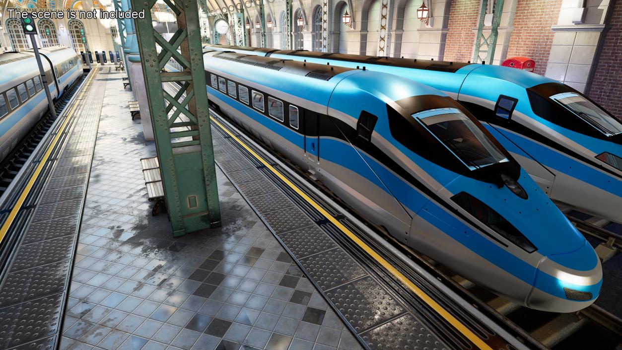 3D High Speed Train Blue