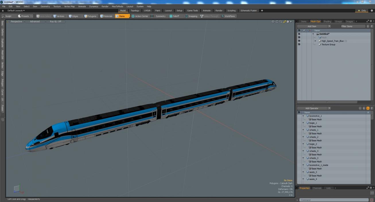 3D High Speed Train Blue