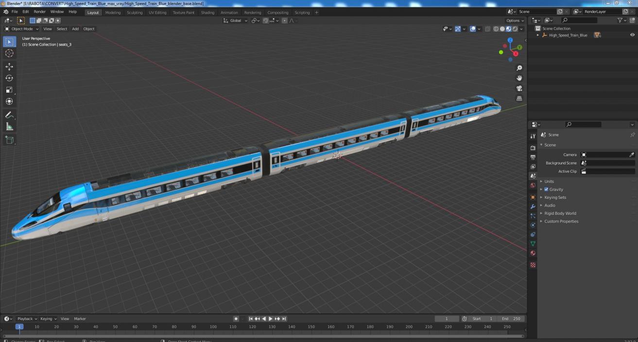 3D High Speed Train Blue