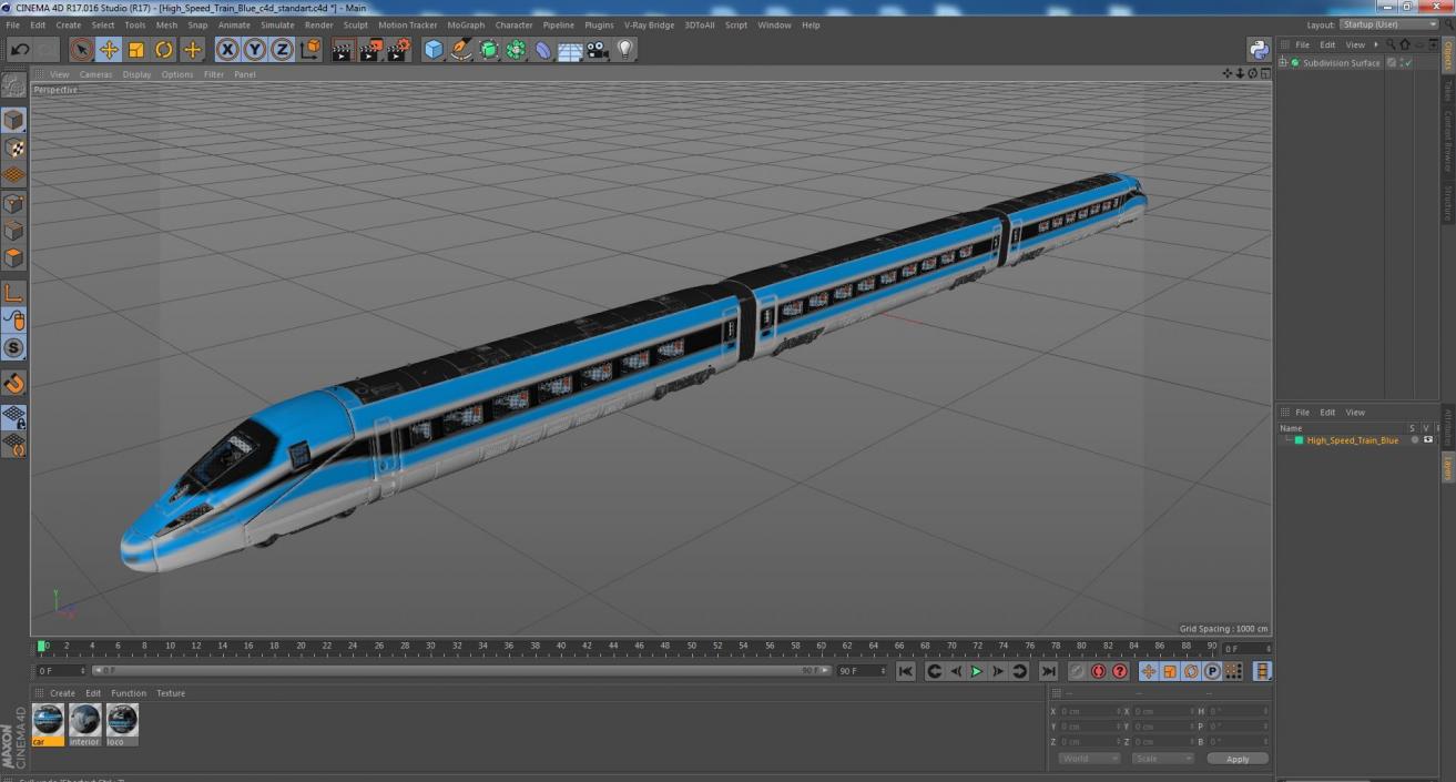 3D High Speed Train Blue