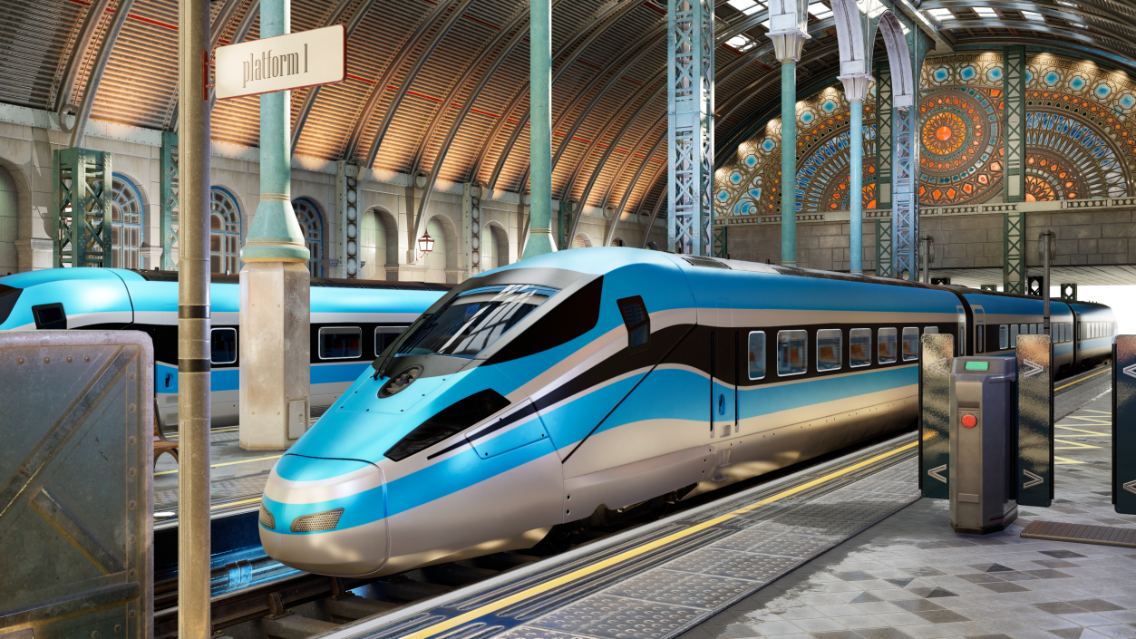 3D High Speed Train Blue