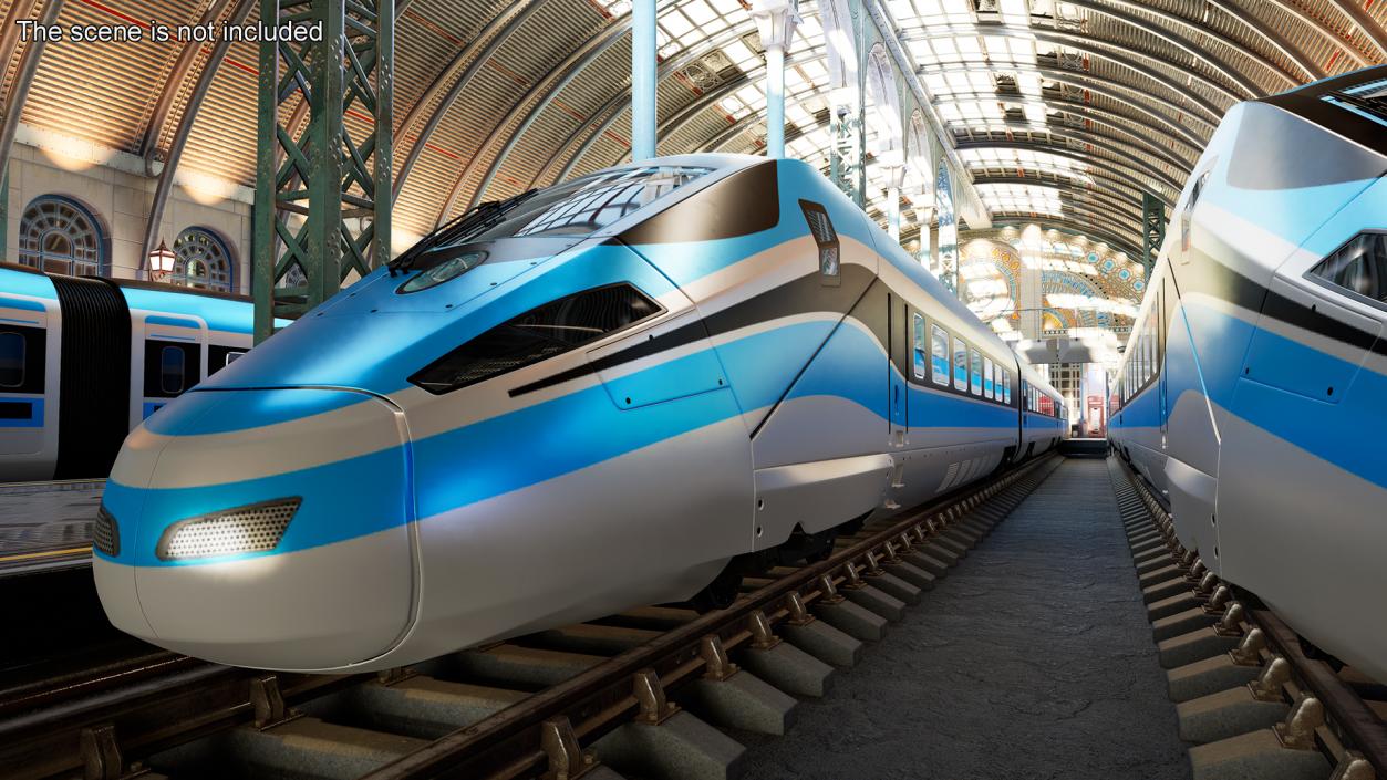 3D High Speed Train Blue