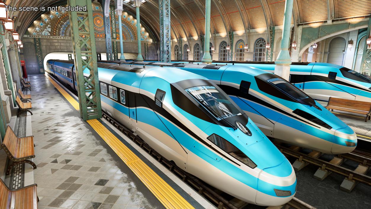 3D High Speed Train Blue