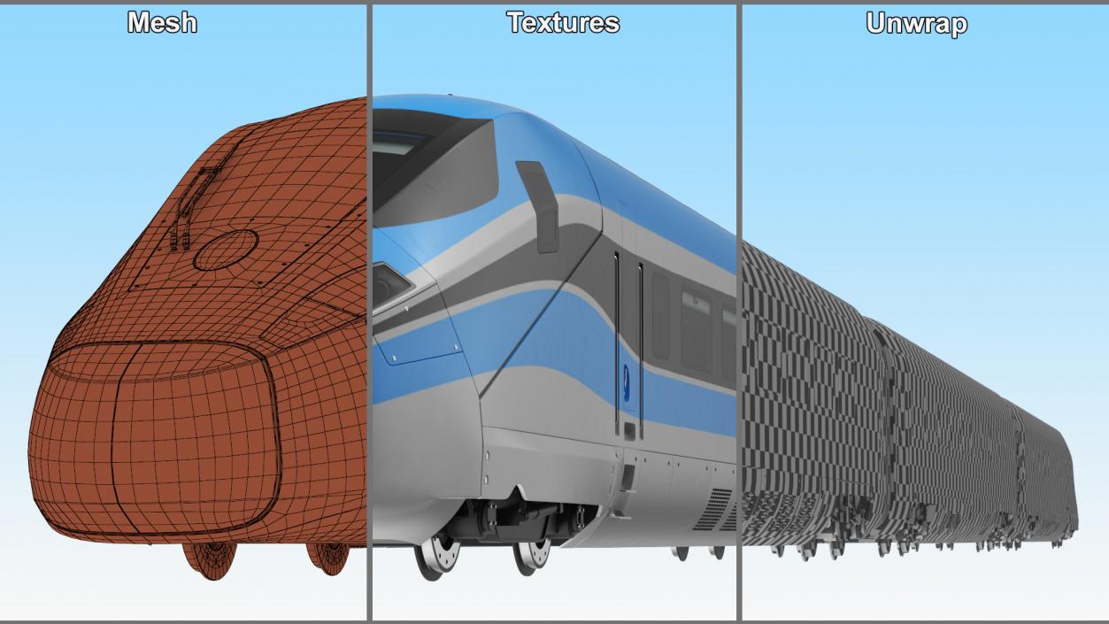 3D High Speed Train Blue