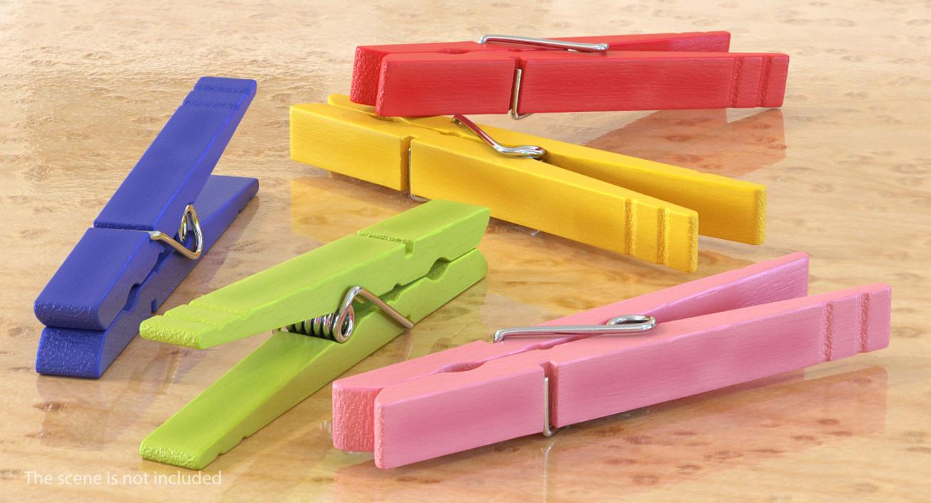 3D Colored Wooden Clothespins