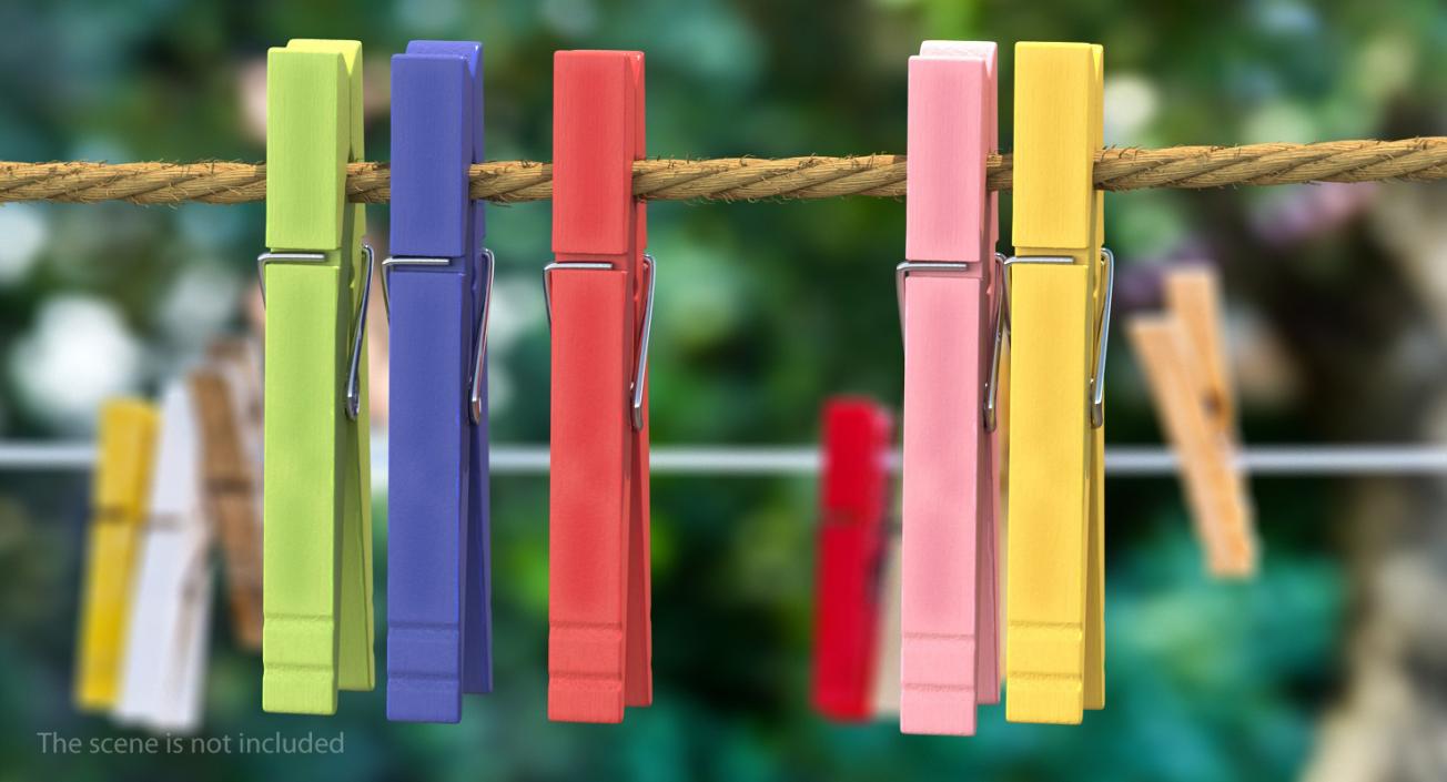 3D Colored Wooden Clothespins