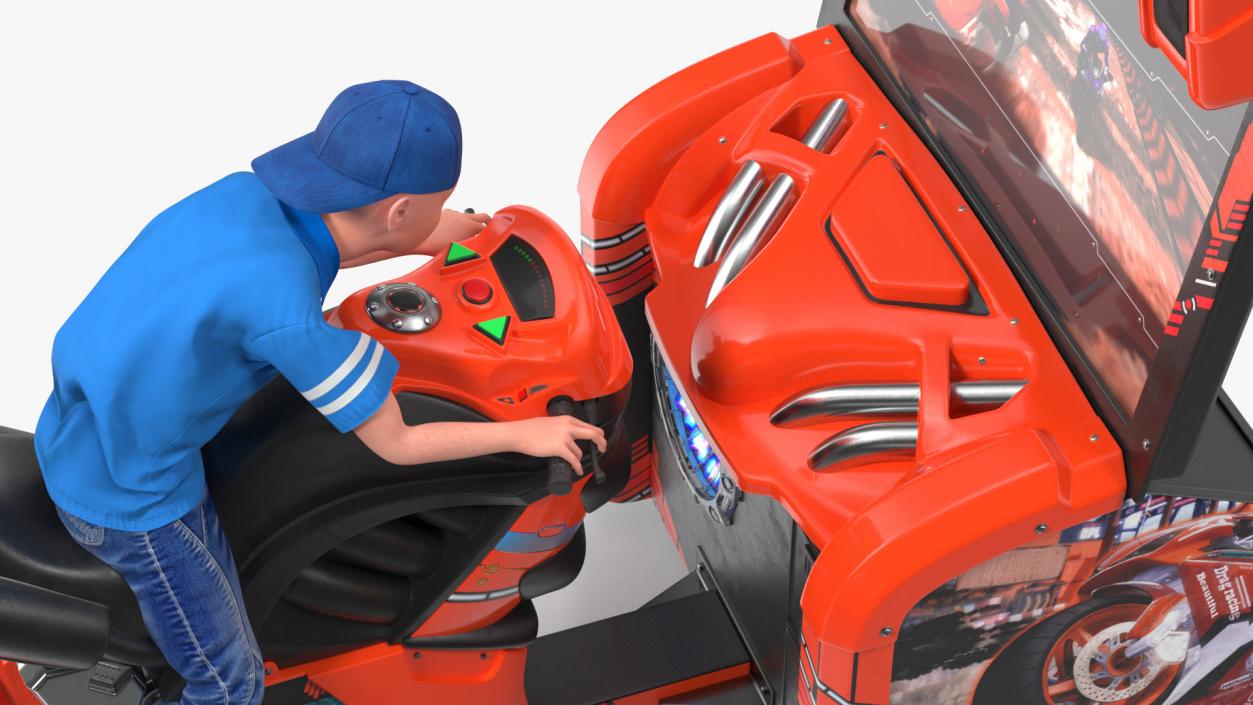 Boy on Motorcycle Racing Arcade Machine 3D model