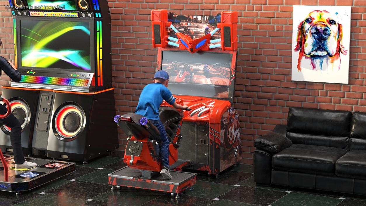 Boy on Motorcycle Racing Arcade Machine 3D model