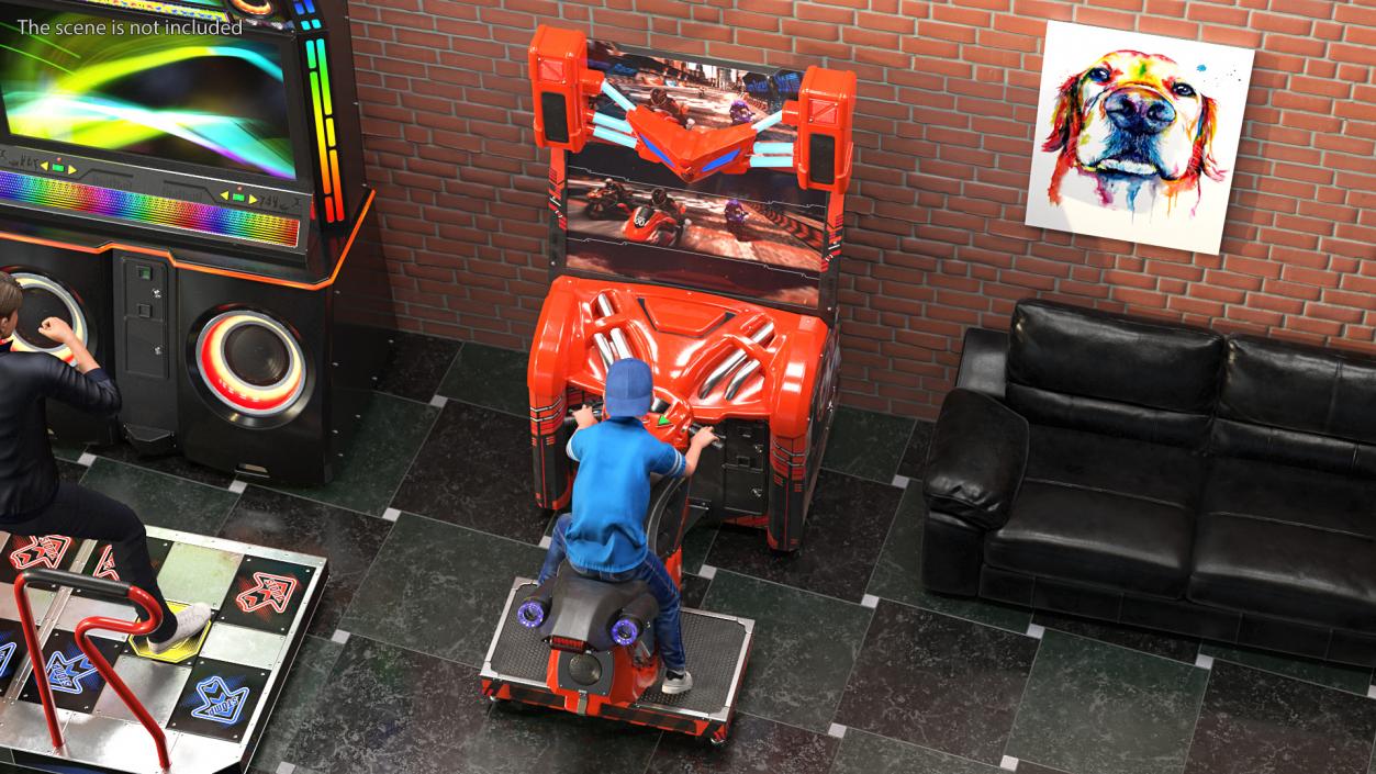 Boy on Motorcycle Racing Arcade Machine 3D model