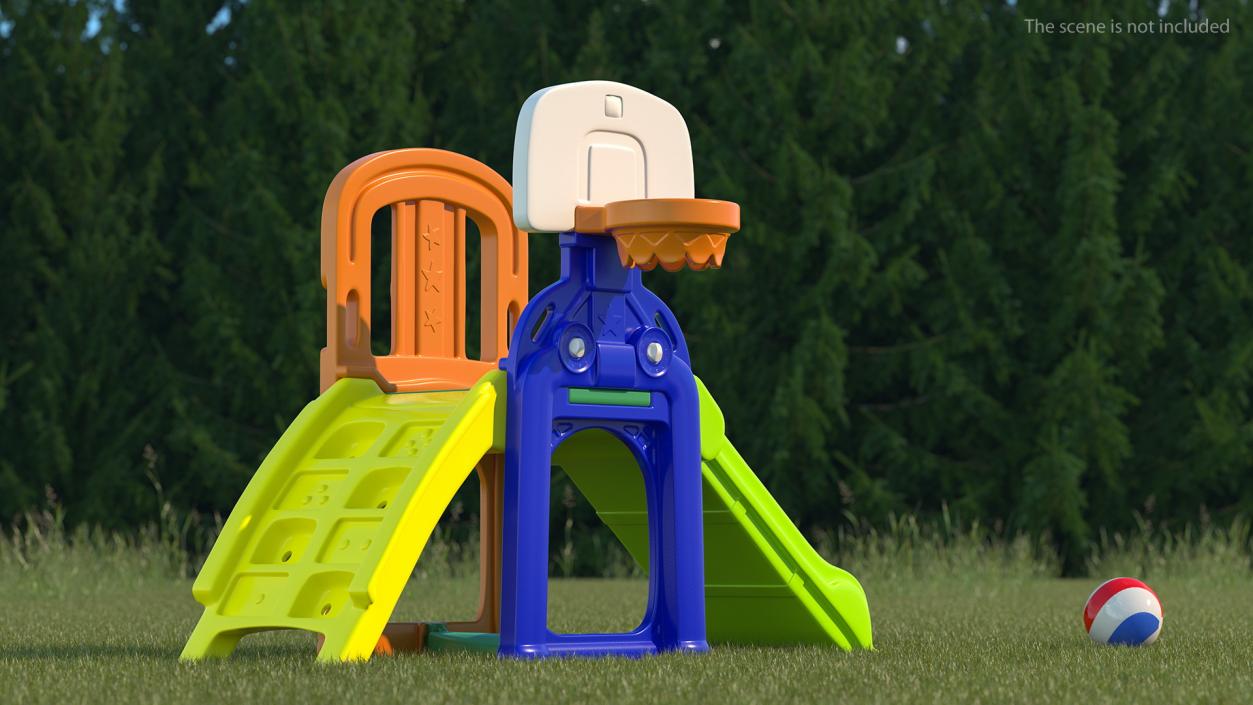 Plastic Kids Slide with Basketball Hoop 3D model