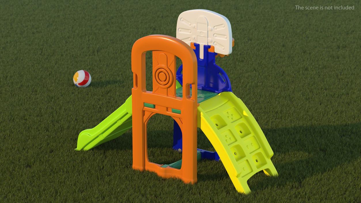 Plastic Kids Slide with Basketball Hoop 3D model