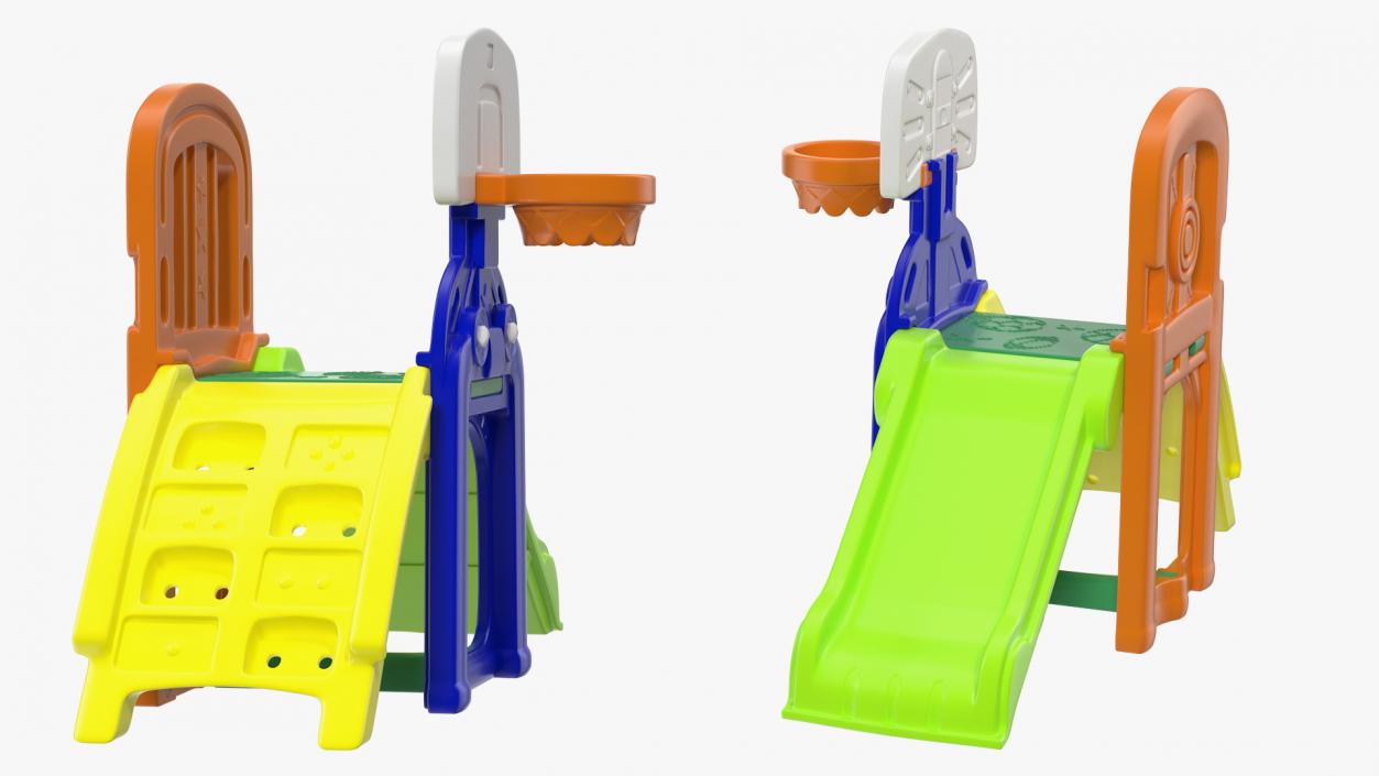 Plastic Kids Slide with Basketball Hoop 3D model