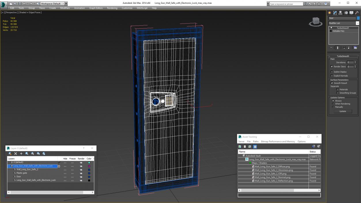 Long Gun Wall Safe with Electronic Lock 3D model