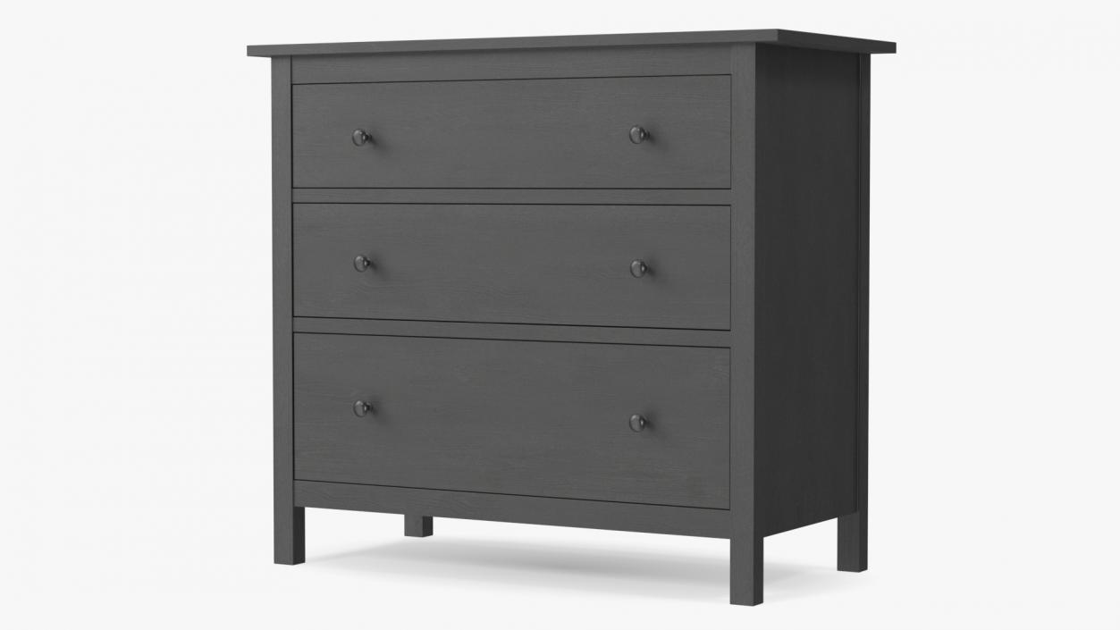 3D Ikea Hemnes 3 Drawer Chest Dark Gray