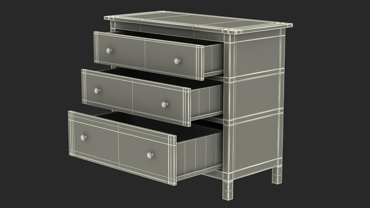 3D Ikea Hemnes 3 Drawer Chest Dark Gray