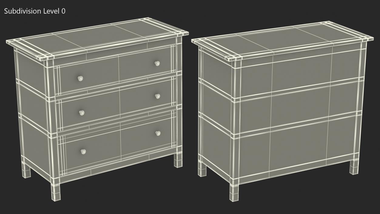 3D Ikea Hemnes 3 Drawer Chest Dark Gray