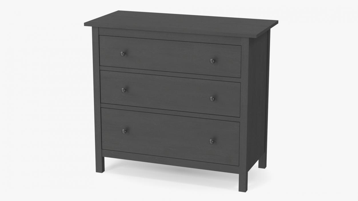 3D Ikea Hemnes 3 Drawer Chest Dark Gray