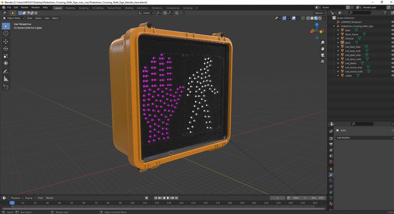 Pedestrian Crossing Walk Sign 3D model