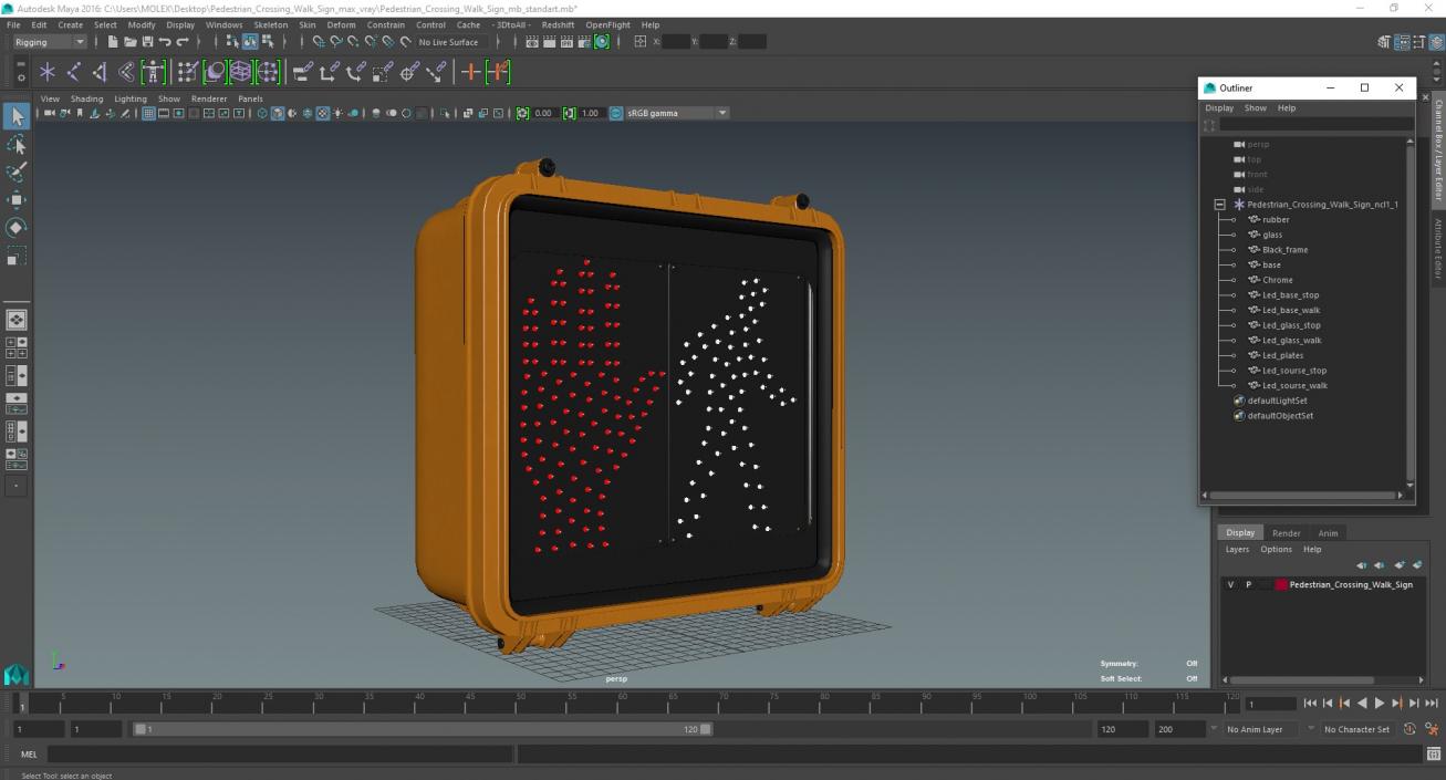 Pedestrian Crossing Walk Sign 3D model