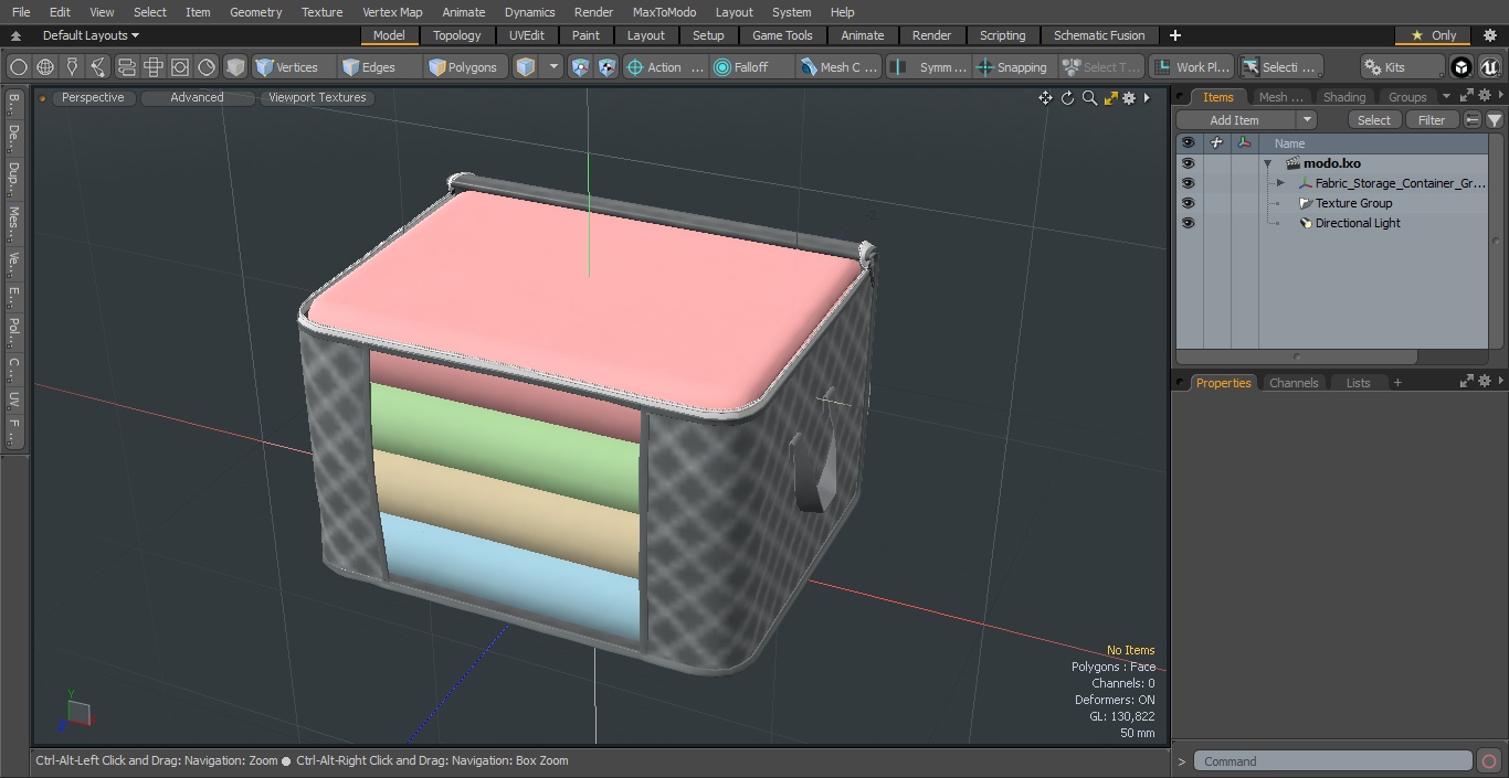 Fabric Storage Container Grey Open 3D model