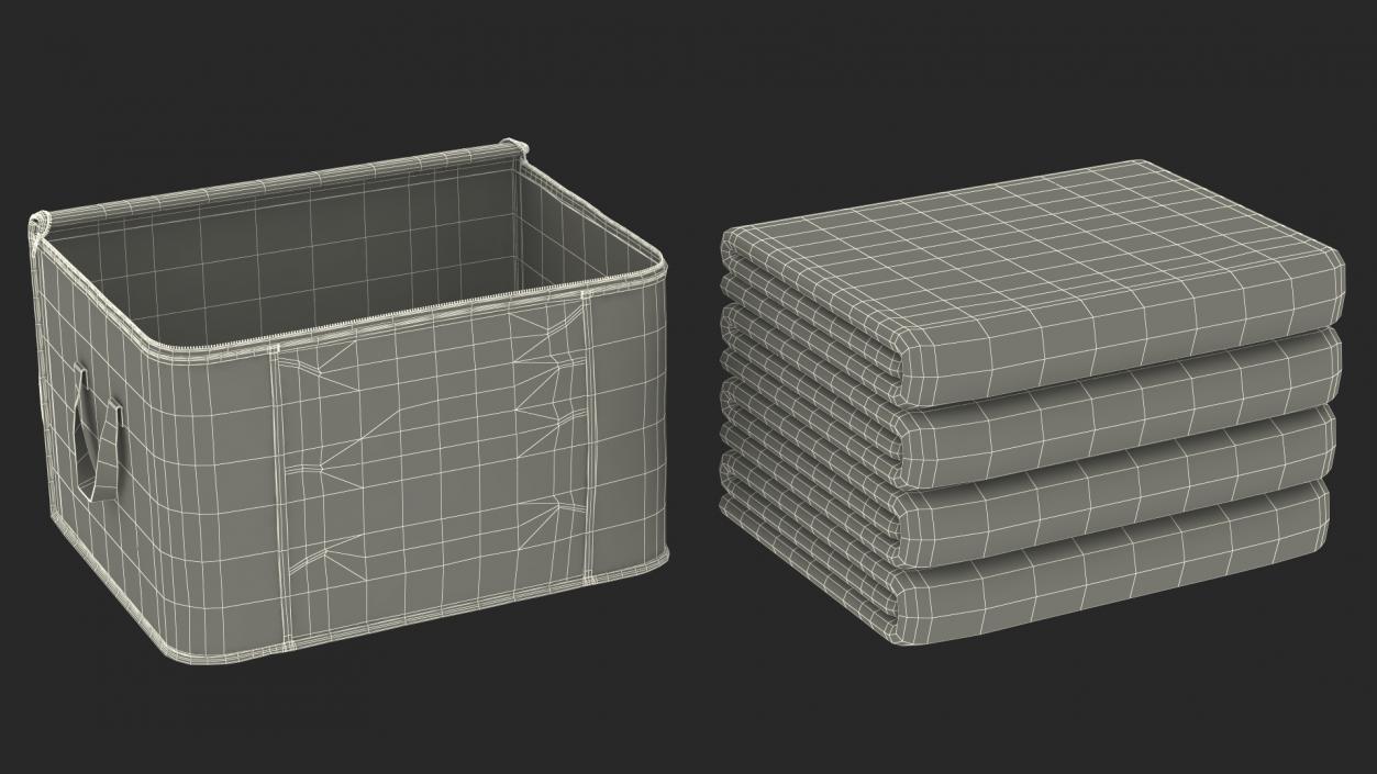 Fabric Storage Container Grey Open 3D model