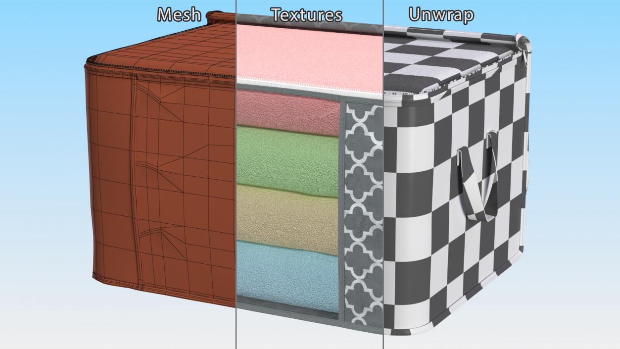 Fabric Storage Container Grey Open 3D model