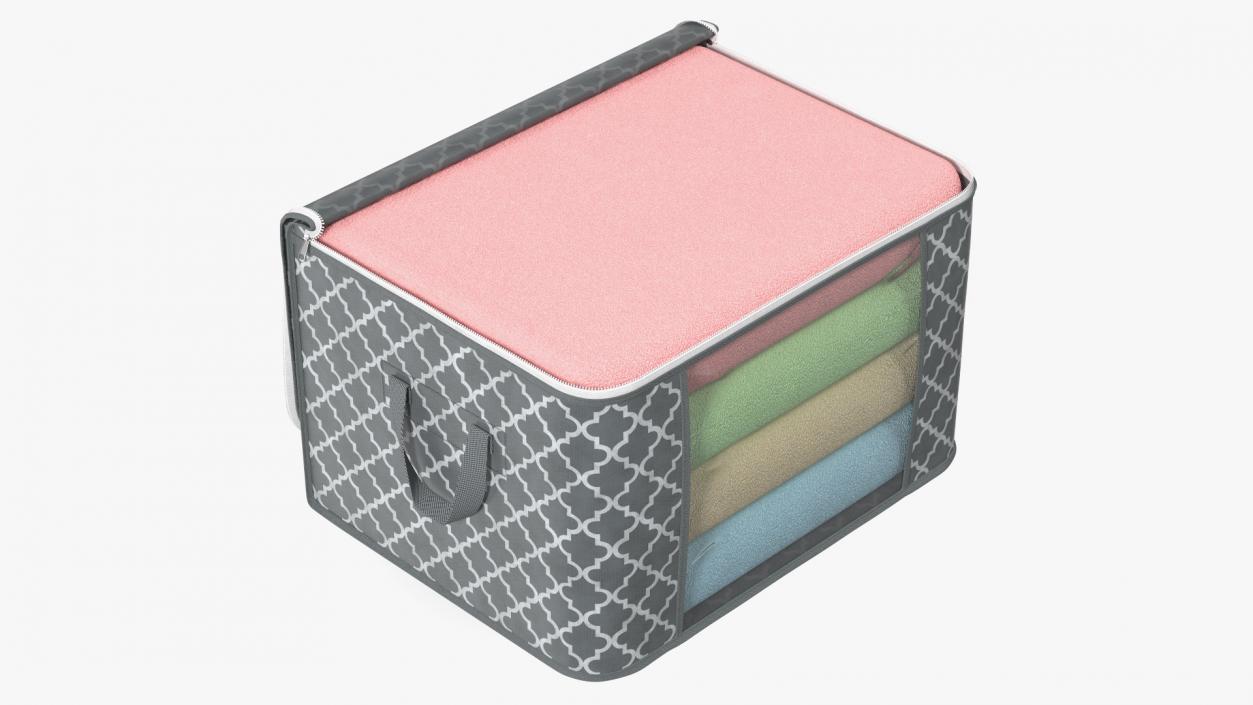 Fabric Storage Container Grey Open 3D model