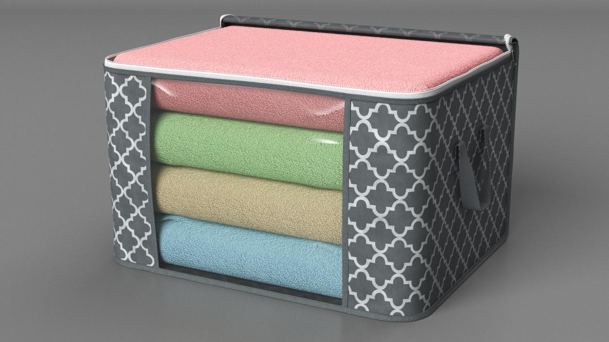 Fabric Storage Container Grey Open 3D model