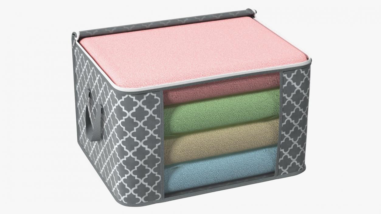 Fabric Storage Container Grey Open 3D model