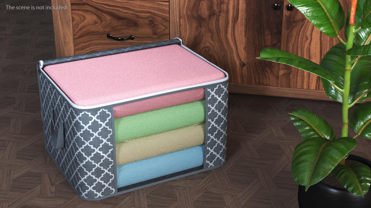 Fabric Storage Container Grey Open 3D model