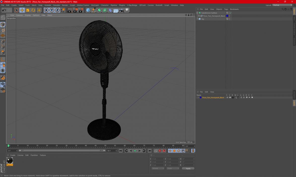 3D model Floor Fan Honeywell Black