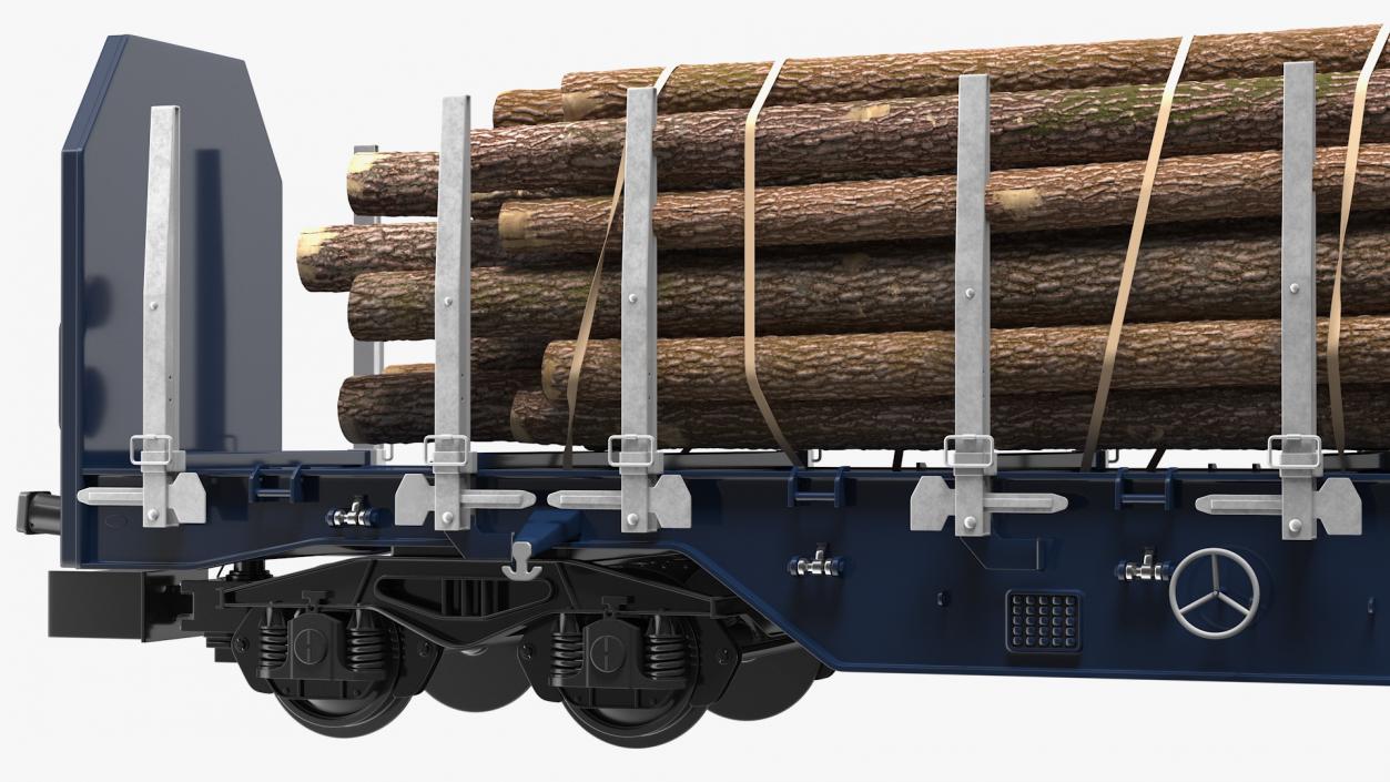 Stake Wagon Loaded with Big Logs 3D