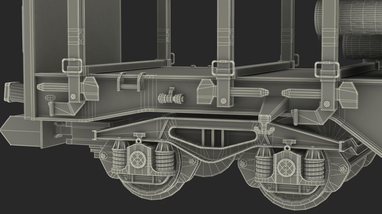 Stake Wagon Loaded with Big Logs 3D