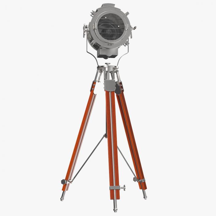 Retro Searchlight Lamp Wooden Tripod Rigged for Cinema 4D 3D