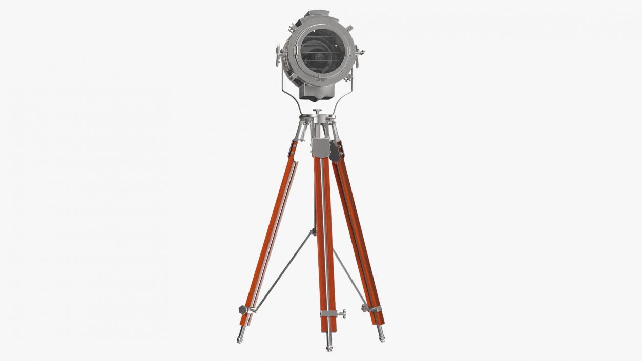 Retro Searchlight Lamp Wooden Tripod Rigged for Cinema 4D 3D