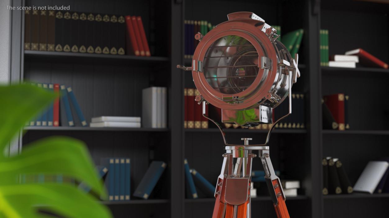 Retro Searchlight Lamp Wooden Tripod Rigged for Cinema 4D 3D