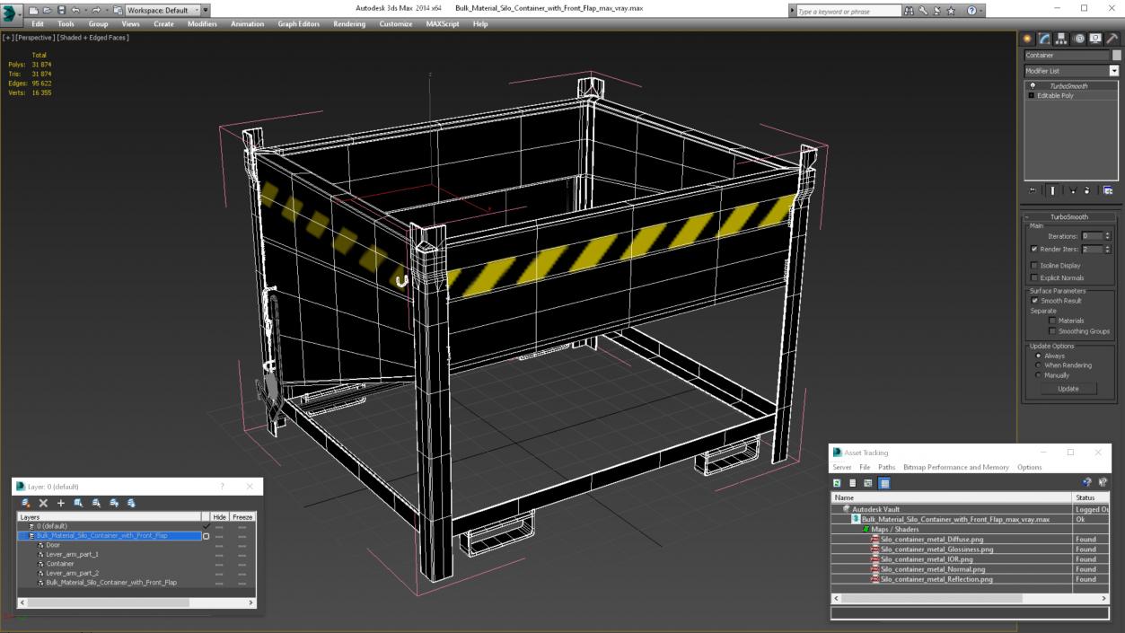 Bulk Material Silo Container with Front Flap 3D model