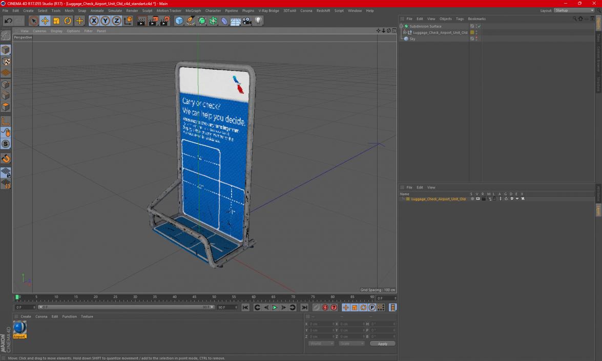 3D model Luggage Check Airport Unit Old