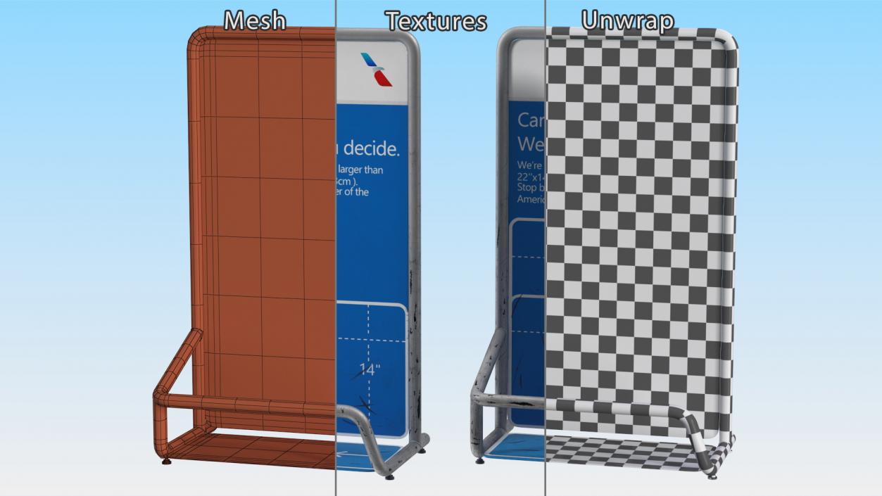 3D model Luggage Check Airport Unit Old