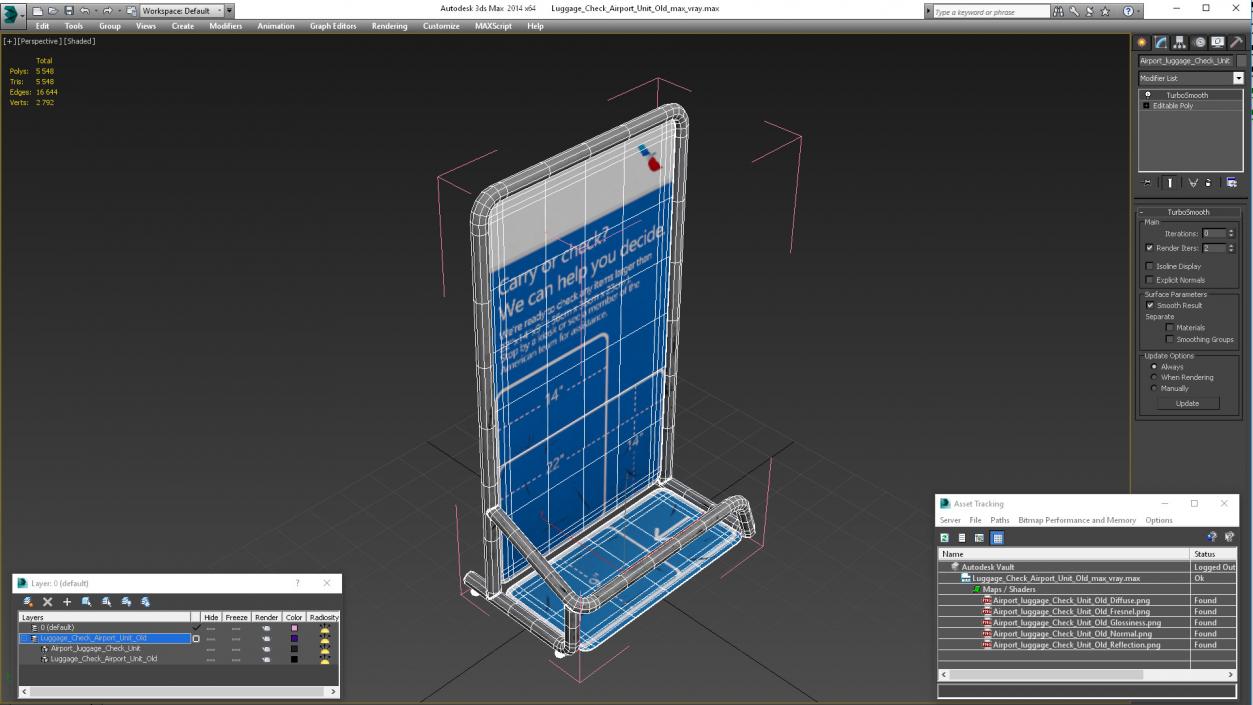 3D model Luggage Check Airport Unit Old