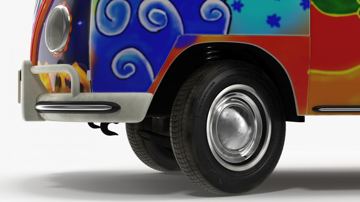 3D Hippie Volkswagen Bus Rigged model