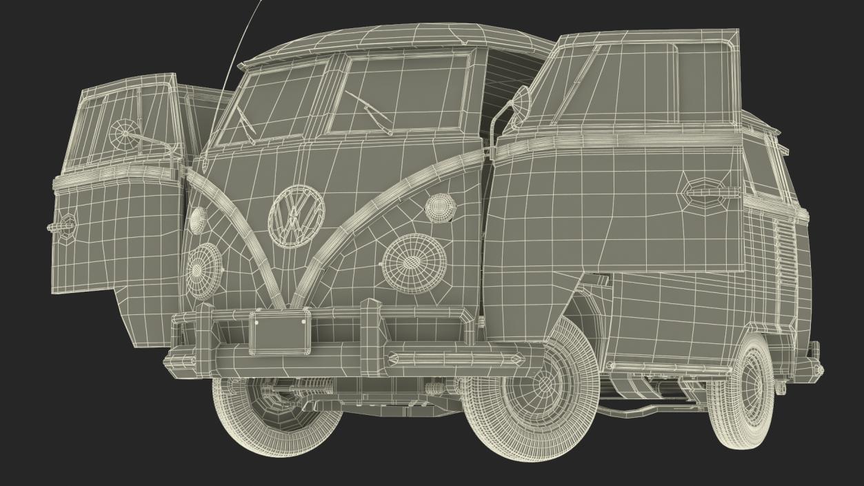 3D Hippie Volkswagen Bus Rigged model