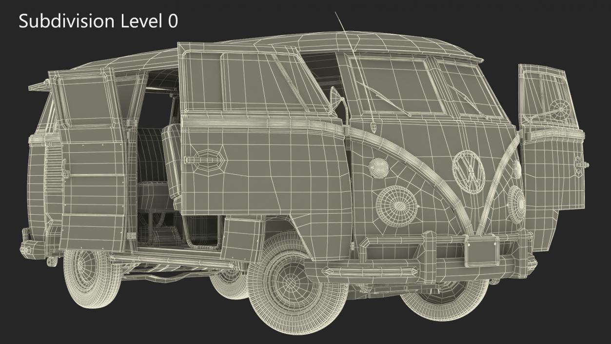 3D Hippie Volkswagen Bus Rigged model