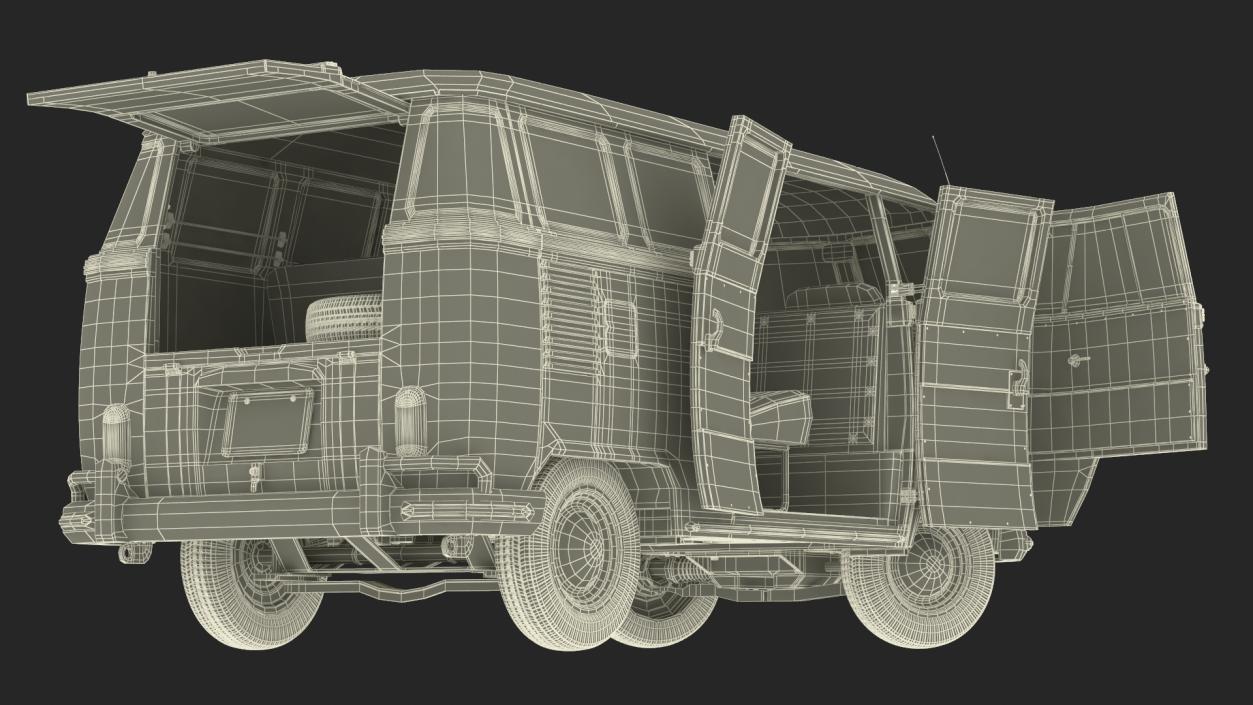 3D Hippie Volkswagen Bus Rigged model