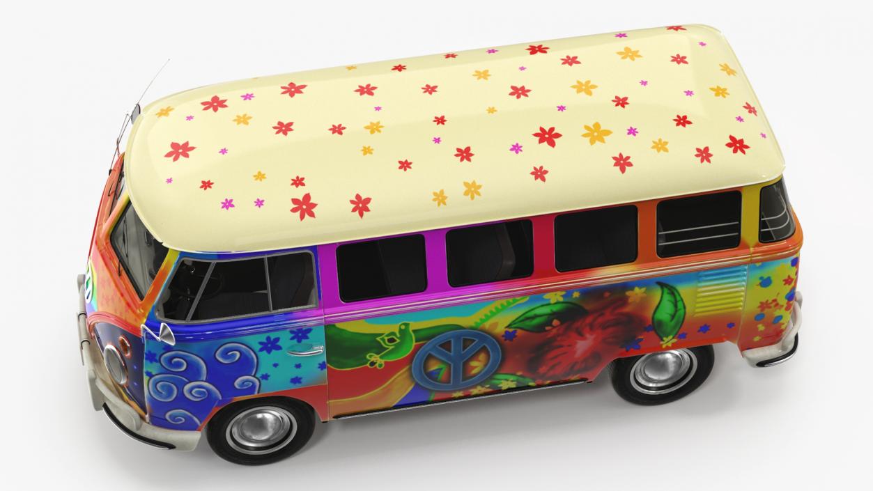 3D Hippie Volkswagen Bus Rigged model