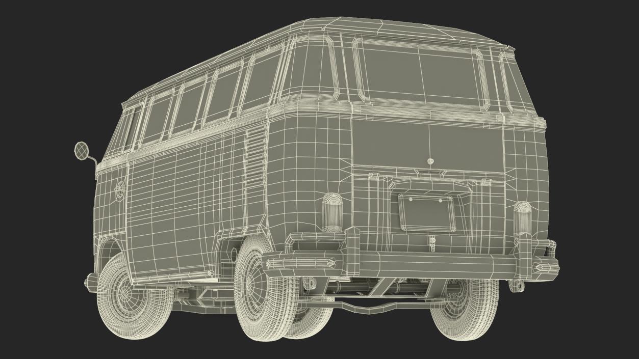 3D Hippie Volkswagen Bus Rigged model